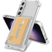 NY Home Galaxy S24 Fe ile Uyumlu Kılıf Ultra Kalınlaştırılmış Airbag Köşeleri Tasarımlı Kartlık Bölümlü Şeffaf G-Kart Kapak