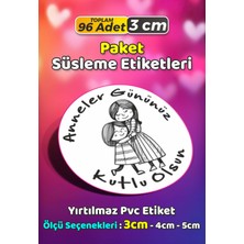 Sb Store Anneler Günü Ambalaj Hediye Paket Süsleme Etiketi Model 48 - 96 Adet 3cm