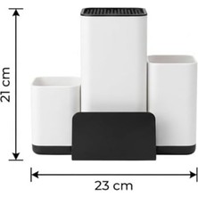 Nesto Home Bıçak Organizeri ve Mutfak Gereçleri Düzenleyici – Çok Bölmeli Kaymaz Tabanlı Modern Bıçaklık, Ahşap ve Metal Bıçaklara Uygun Saklama Standı, Kaşık Spatula ve Kepçe Düzenleyici