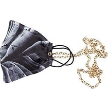 NY Home Of Silk % 100 Ipek Mavi Mermer Zincir Detaylı Ağız Maskesi