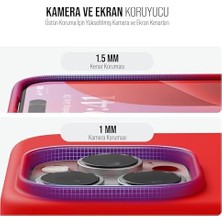 NY Home Kılıf Ince Sıvı Silikon 3 Katmanlı Tam Kaplamalı Yumuşak Jel Kauçuk Kılıf Kapak, Açık Kırmızı (13 Pro 3)