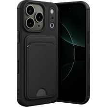 NY Home 17 Pro ile Uyumlu Kılıf N-Kelvin Kartvizitli Kart Taşıma Cebi Soft- Silikon Kapak (Siyah, 17 Pro)