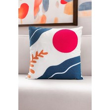 NY Home 45X45 Özel Tasarım Panç Süzene Desen Dekoratif Kırlent Kılıfı Modern Beyaz 31