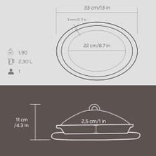 NY Home Döküm Oval Döner, Kebap Tabağı Kayın Servis Ahşabı ve Bakır Dövme Formlu Kapak Ölçü 28X20CM.