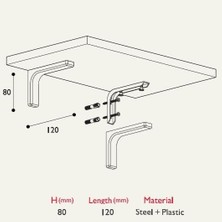 NY Home Hırdavat Duvar Raf Altı Bağlantı Kapaklı 12CM (2 Adet) Beyaz