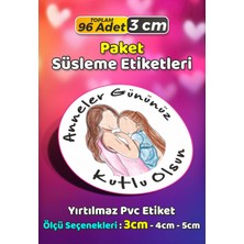 Sb Store Anneler Günü Ambalaj Hediye Paket Süsleme Etiketi Model 47 - 96 Adet 3cm