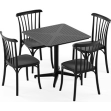 Tilia 4 Kişilik Polipropilen Masa Takımı Siyah (Moon Katlanır Masa 80X80 cm + Gozo Sandalye)