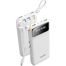 NY Home 10.000 Mah Dijital Göstergeli Kendinden Kablolu Powerbank Beyaz PB-120