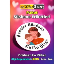 Sb Store Anneler Günü Ambalaj Hediye Paket Süsleme Etiketi Model 101 - 96 Adet 3cm