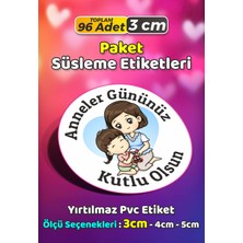 Sb Store Anneler Günü Ambalaj Hediye Paket Süsleme Etiketi Model 59 - 96 Adet 3cm