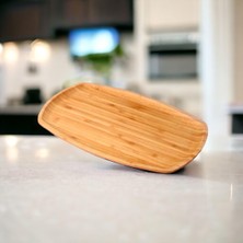 Nesto Home Bambu Lüx Bambu Kayık Sunum Tabağı Servis Tabak 30X18CM Sunum Tabağı, Dikdörtgen Sunum Tabağı