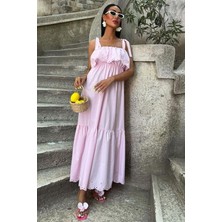 Infivento Etek Ucu Brode Nakışlı Boyundan Bağlamalı Elbise 2881