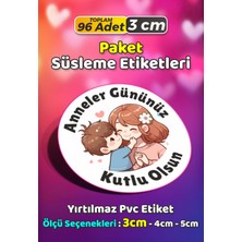 Sb Store Anneler Günü Ambalaj Hediye Paket Süsleme Etiketi Model 62 - 96 Adet 3cm