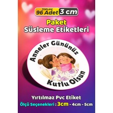 Sb Store Anneler Günü Ambalaj Hediye Paket Süsleme Etiketi Model 99 - 96 Adet 3cm