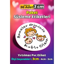 Sb Store Anneler Günü Ambalaj Hediye Paket Süsleme Etiketi Model 87 - 96 Adet 3cm