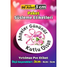 Sb Store Anneler Günü Ambalaj Hediye Paket Süsleme Etiketi Model 72 - 96 Adet 3cm