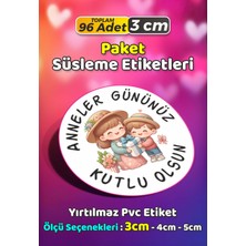 Sb Store Anneler Günü Ambalaj Hediye Paket Süsleme Etiketi Model 70 - 96 Adet 3cm