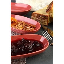 Nesto Home 6 Adet Porselen Yeni Özgün Tasarım Özgün Fırın Boyama Çerez Sunum ve Kahvaltı Seti (Bordo)