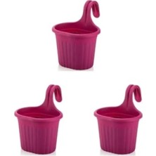 Calperia Asma Balkon Saksi Seti - 3 Adet, 3 Litre, Fusya Renk