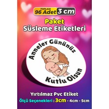 Sb Store Anneler Günü Ambalaj Hediye Paket Süsleme Etiketi Model 92 - 96 Adet 3cm