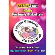 Sb Store Anneler Günü Ambalaj Hediye Paket Süsleme Etiketi Model 103 - 96 Adet 3cm