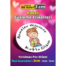 Sb Store Anneler Günü Ambalaj Hediye Paket Süsleme Etiketi Model 102 - 96 Adet 3cm