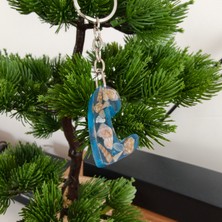 AtaRoots Reçine Harf Anahtarlık (L)1- Orjinal Deniz Kabuğu ve Mavi Deniz Esintisi