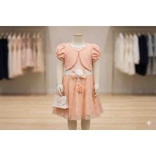 Kız Çocuk Bolerolu Çantalı Tül Detaylı Abiye Elbise ​Dodi Petto  (4 - 6 Yaş)