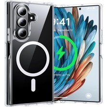 Nesto Home Galaxy Z Fold7 Için Kablosuz Şarj Destekli Şeffaf Kılıf ile Uyumlu Arkası Sert Köşeleri Yumuşak Silikon Z Fold7 Için Kılıf Sararmaya Dayanıklı Güçlü Manyetikli Z Fold7 Kilif