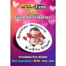Sb Store Anneler Günü Ambalaj Hediye Paket Süsleme Etiketi Model 104 - 96 Adet 3cm