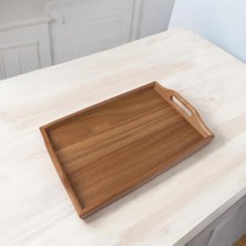 Nesto Home Akasya Ağacından Dikdörtgen Sunum Tepsi, Ahşap Çay, Kahve ve Servis Tepsisi (33X22X5CM)