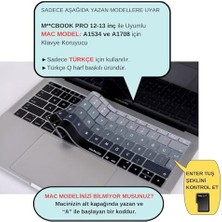 Nesto Home Klavye Koruyucu Türkçe Q Baskılı Uk-Ters L- Enter Tipi Pro 13INÇ A1708,  A1534 12INÇ Uyumlu, Ultra Ince Hafif Yıkanabilir Klavye Filmi Siyah Gri