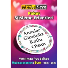 Sb Store Anneler Günü Ambalaj Hediye Paket Süsleme Etiketi Model 147 - 96 Adet 3cm