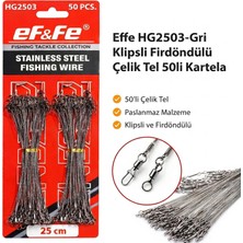Effe HG2503-GRI Klipsli Fırdöndülü Çelik Tel 50LI Kartela 25CM