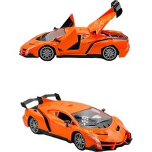 Berry Store Oyuncak Kapıları ve Bagajı Açılan Uzaktan Kumandalı Full Fonksiyon Şarjlı Arabası Süper Hızlı 1:16 Işıklı Spor Araba (Turuncu)