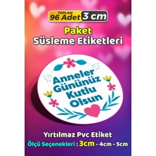 Sb Store Anneler Günü Ambalaj Hediye Paket Süsleme Etiketi Model 135 - 96 Adet 3cm