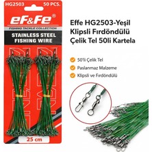 Effe HG2503-YEŞIL Klipsli Fırdöndülü Çelik Tel 50LI Kartela 25CM