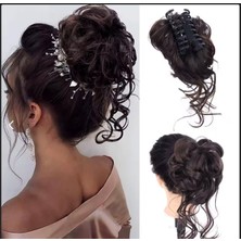 Handmade Dagınık Topuz Kuyruklu Topuz Toka Çikolata Kahve