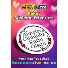 Sb Store Anneler Günü Ambalaj Hediye Paket Süsleme Etiketi Model 156 - 96 Adet 3cm