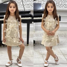 Lina Baby Bloomm Bayramlık Elbise Kız Çocuk Pembe 3D Çiçek Detaylı Ikili Takım - Özel Gün ve Doğum Günü Elbisesi ​