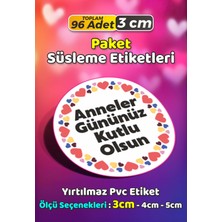 Sb Store Anneler Günü Ambalaj Hediye Paket Süsleme Etiketi Model 152 - 96 Adet 3cm