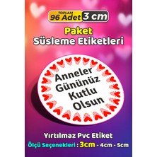 Sb Store Anneler Günü Ambalaj Hediye Paket Süsleme Etiketi Model 158 - 96 Adet 3cm