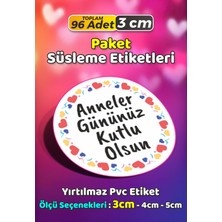 Sb Store Anneler Günü Ambalaj Hediye Paket Süsleme Etiketi Model 160 - 96 Adet 3cm