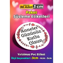 Sb Store Anneler Günü Ambalaj Hediye Paket Süsleme Etiketi Model 169 - 96 Adet 3cm
