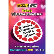 Sb Store Anneler Günü Ambalaj Hediye Paket Süsleme Etiketi Model 164 - 96 Adet 3cm