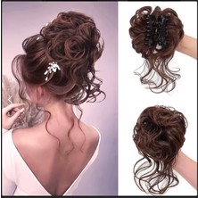 Handmade Kahve Karamel Renk Dalgali Kuyruklu Topuz Toka Saç