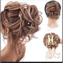 Handmade Balköpüğü Kahverengi Röfleli Dağınık Topuz Toka Sac