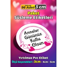 Sb Store Anneler Günü Ambalaj Hediye Paket Süsleme Etiketi Model 161 - 96 Adet 3cm