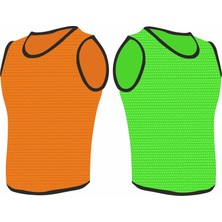 GNC 14 Adet Yetişkin Fileli Antreman Yeleği 7 Turuncu -7 Yeşil