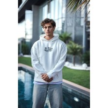 Bi Baksana Üç Iplik Penye Kapşonlu Baskılı Sweatshirt - Beyaz